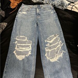 American Eagle Outfitters Ripped Blue Boyfriend Jeans